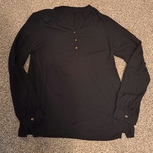 Tory burch black long sleeve shirt blouse V  neck